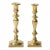 Near Pair Neoclassical Balustrade Form Brass Candleholders With Square Bases For Sale
