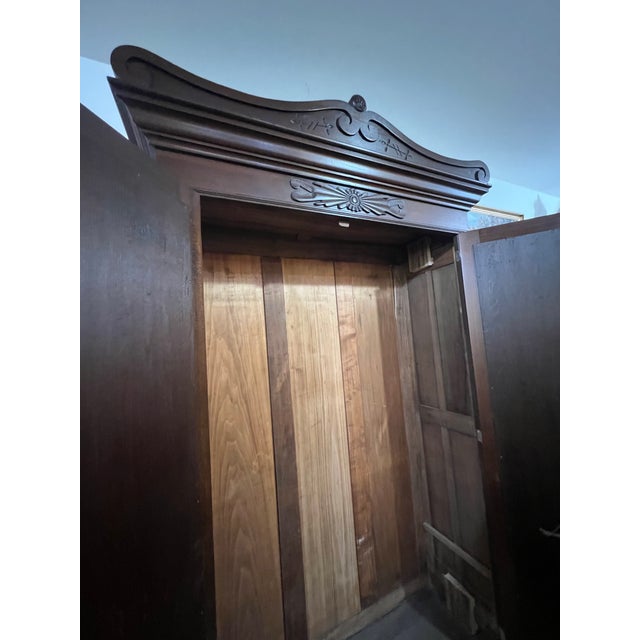 Antique Armoire Breakdown Wardrobe Cabinet For Sale - Image 11 of 12