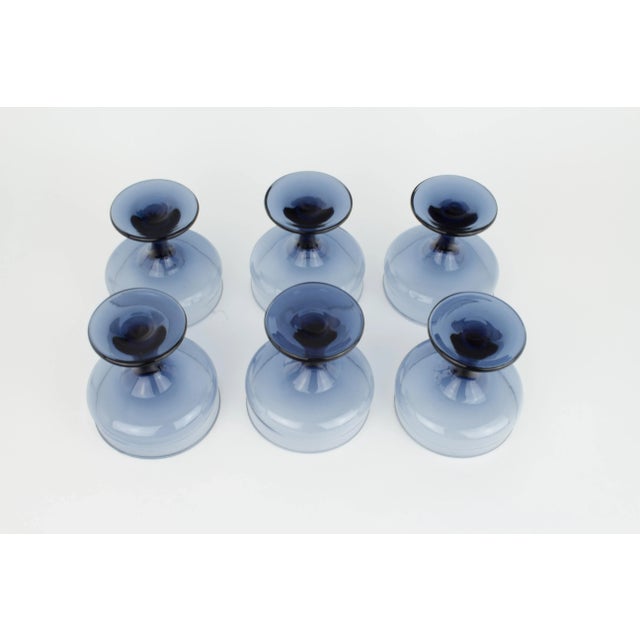 Libbey Glass Co. Mid-Century Modern Blue Champage Coupe Glasses - Set of 6 For Sale - Image 4 of 8