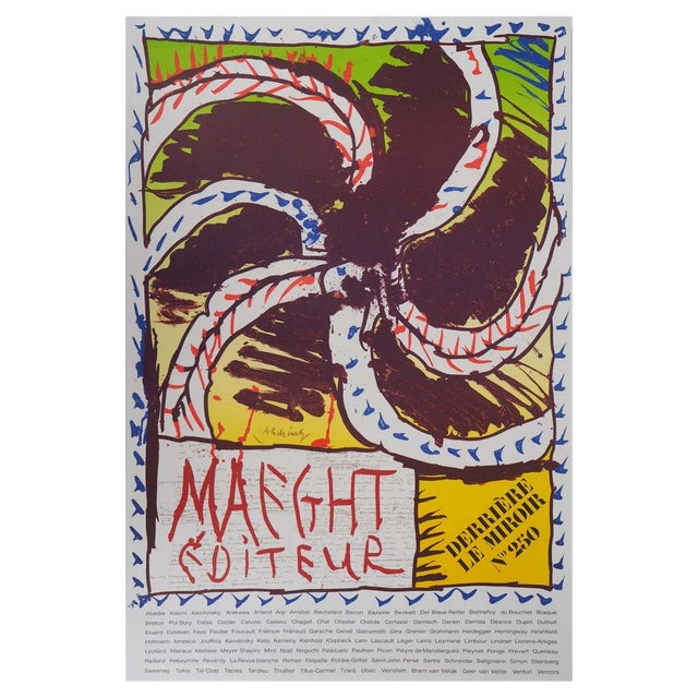 Pierre Alechinsky, The Wheel, Vintage Lithographic Poster, 1982 For Sale