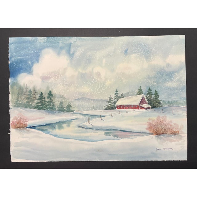1980s 1980s Barb Starner Winter Landscape Painting For Sale - Image 5 of 6