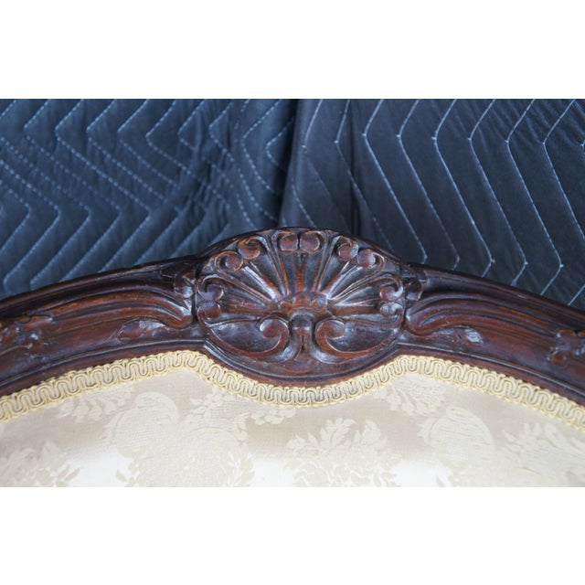 Wood 2 Antique French Louis XV Walnut Fauteuil Bergere Wingback Armchairs For Sale - Image 7 of 17