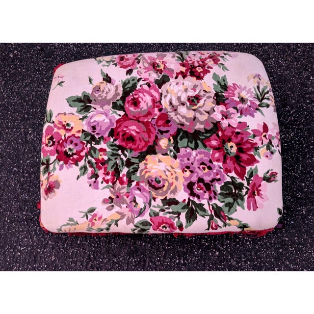 Late 20th Century Vintage Floral Upholstered Cast Iron Framed Ottoman For Sale In Los Angeles - Image 6 of 6