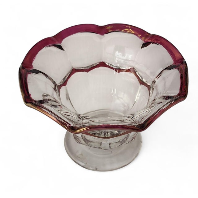 Mid-Century Modern Westmoreland Glass Co Vintage Ruby Red Flash Paneled Candy Dish Bowl, 1970s For Sale - Image 3 of 6