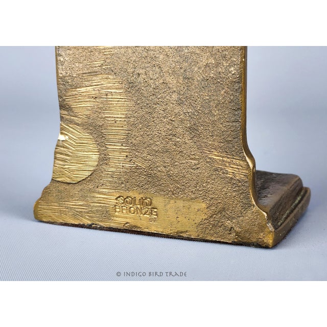 Metal Circa 1920s Art Deco Solid Bronze Owl Bookends - Set of 2 For Sale - Image 7 of 7