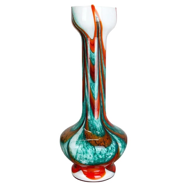 Large Vintage Italian Pop Art Multicolor Opaline Vase, 1970s For Sale