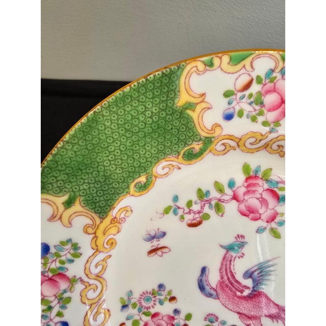 Minton Early 20th Century Minton Green Cockatrice Bread & Butter – Bone China - Set of 6 For Sale - Image 4 of 9