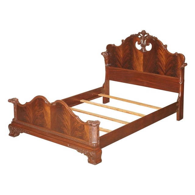 Antique Victorian Flamed Hardwood Double Bed Frame, 1880s For Sale - Image 17 of 17