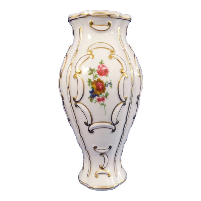 Royal Dux Bohemia Porcelain Floral Vase Czech Republic For Sale