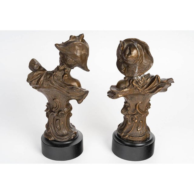 Art Nouveau Sculptures in Regule with Wooden Base, 1900, Set of 2 For Sale - Image 3 of 8