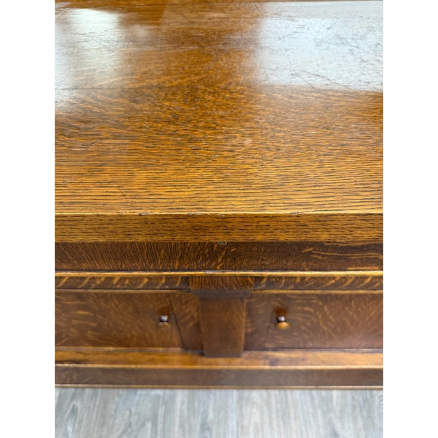 Antique Empire Quarter Sawn White Tiger Oak Sideboard Server Buffet For Sale - Image 9 of 13