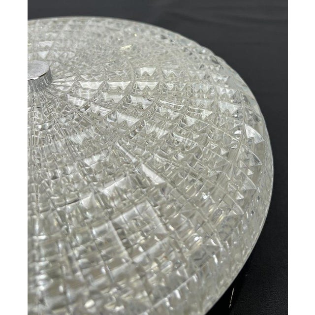Glass Vintage French Patterned Glass Flush Mount For Sale - Image 7 of 16