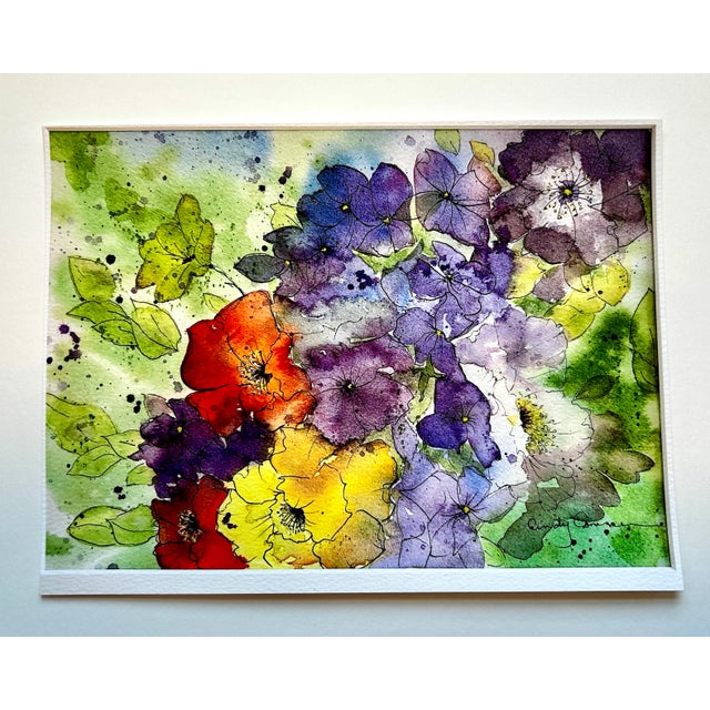 2020s Abstract Floral Watercolor Painting Giclee Print For Sale - Image 5 of 5