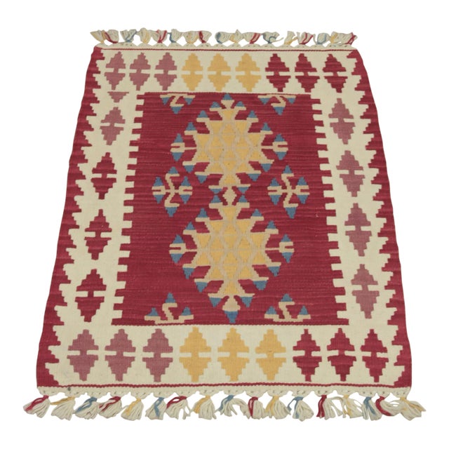 1970s Turkish Southwestern Style Geometric Red Oushak Kilim Rug For Sale