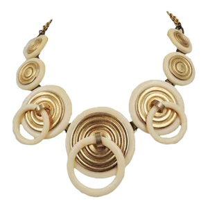 1970s Ugo Correani Modernist Goldtone White Lucite Necklace