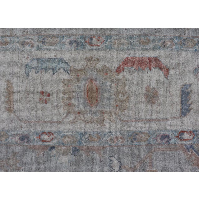 Textile Modern All-Over Floral Oushak With a Light Gray Background With Delicate Accents For Sale - Image 7 of 11