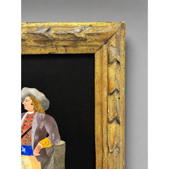 19th Century Italian Pietra Dura Commedia Dell’Arte Figure Plaque For Sale - Image 4 of 7