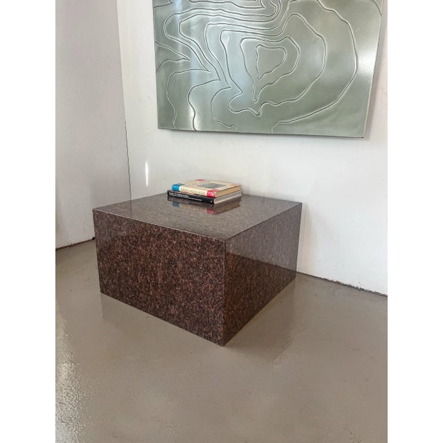 Gorgeous, vintage burgundy granite side table. Large and sturdy piece made from granite. Table is hollow underneath. Good...
