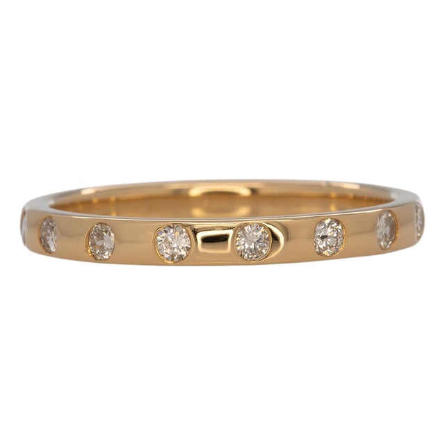 Diamond Band Minimalist Design: Solid 14k Gold – Round Diamond Fine Jewelry, Size 6.75 For Sale