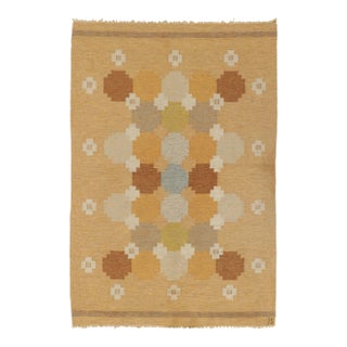 Mid 20th Century Ingegerd Silow Vintage Swedish Rollakan Rug, 04'06 X 06'08 For Sale