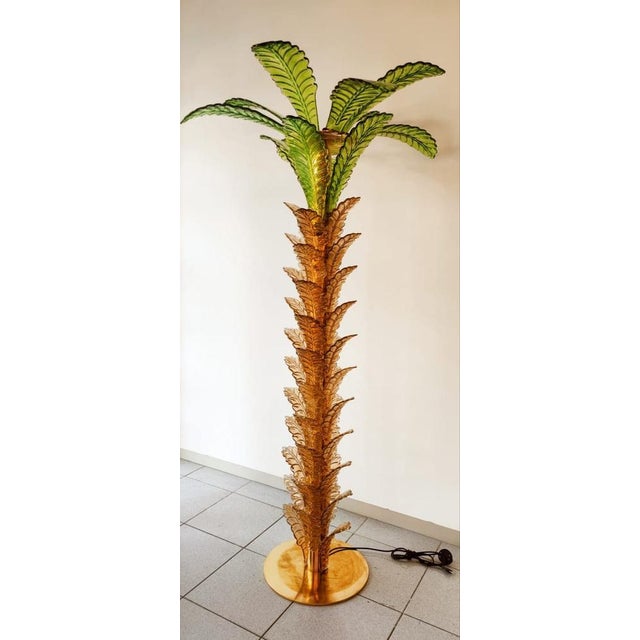 Brass Palm Floor Lamp with Murano Glass For Sale - Image 12 of 18