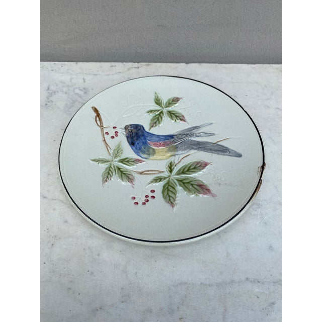German Majolica Bird Plate, circa 1900.