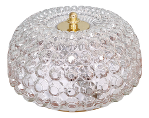 Large Ceiling Light in Clear Honeycomb-Patterned Glass and Brass from Glashütte Limburg, 1970