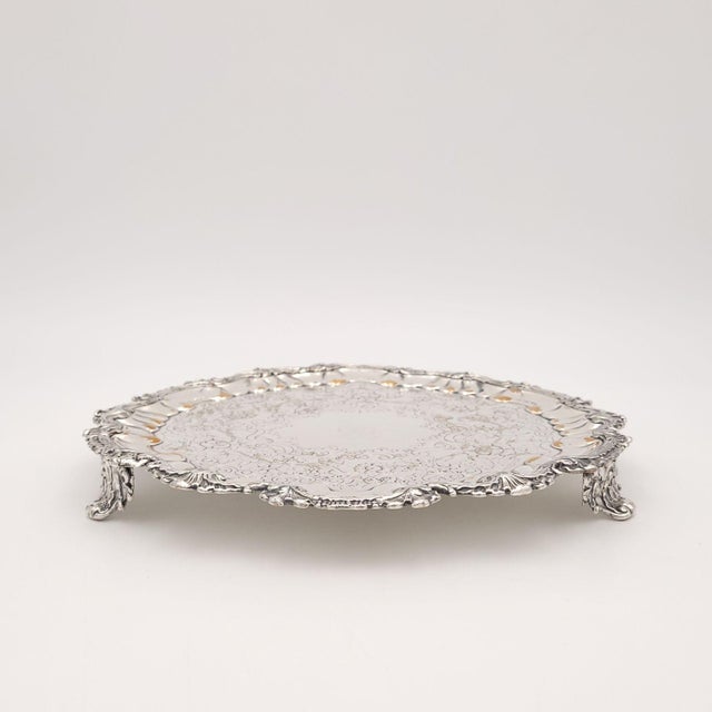 Silver Late Georgian Sheffield Plate Footed Salver, England Circa 1830 For Sale - Image 8 of 8