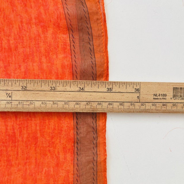 Burberry Beige & Orange Plaid 100% Silk Scarf For Sale - Image 11 of 11