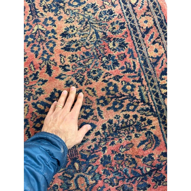 1930s Plush Flourishing Painted Sarouk Runner Botanical Garden Rug 2.10 x 12 For Sale - Image 10 of 11