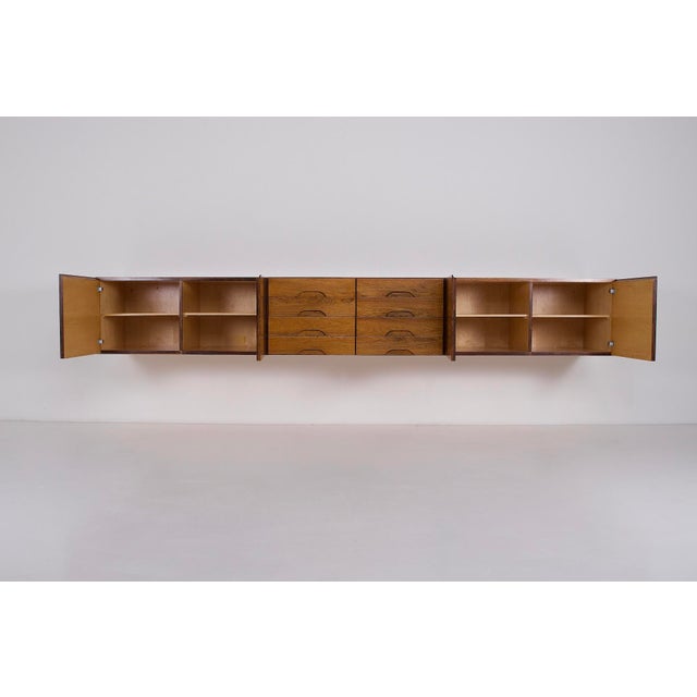 Modern Wall-Mounted Hanging Sideboard in Rosewood, 1960s For Sale - Image 3 of 12