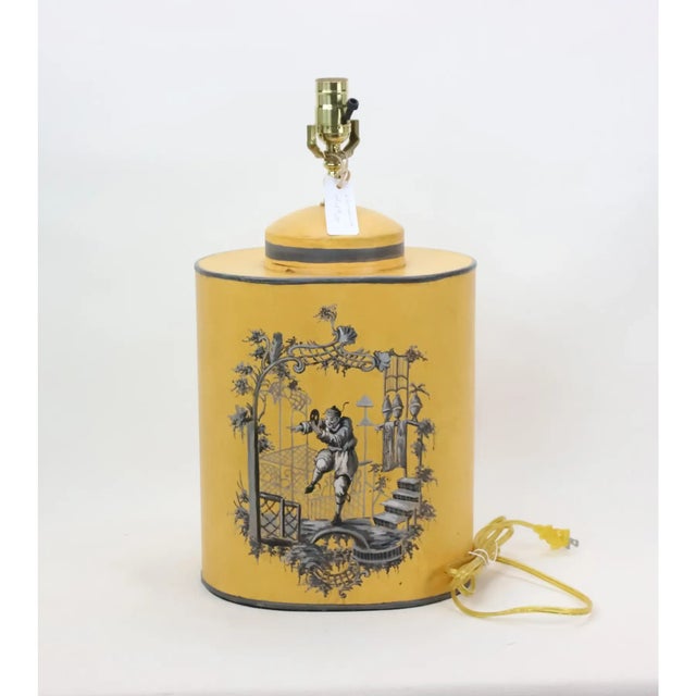 These lamps feature a classic English metal tea canister design, combined with 18th-century E的uropean Chinoiserie...