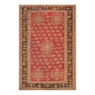 Hand-Knotted Antique Gordes Rug Red and Beige Floral Pattern For Sale
