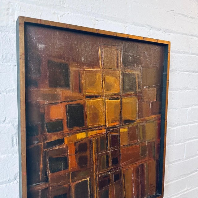 Sam Russo (b. 1922) Signed Abstract Oil on Canvas “structure” C.1960 For Sale - Image 4 of 9