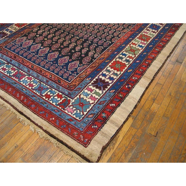 Textile Jaw-Dropping Allover Design With Linear Rows of Boteh on Black Background Color Antique Persian Paisley Gallery For Sale - Image 7 of 8