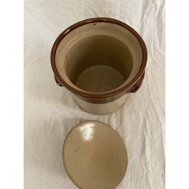 Rustic Vintage Perason of Chesterfield Quart Size Crock with Lid For Sale - Image 3 of 5
