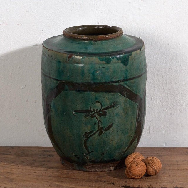 Green Enameled Ceramic Vase For Sale - Image 8 of 8