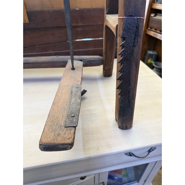 Antique Amish Saddlemaker's Bench Stool Harness Leather Maker's Bench. For Sale - Image 9 of 11