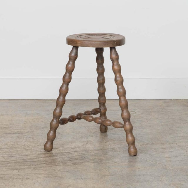 1950s 1950s Tall French Wood Tripod Stool For Sale - Image 5 of 11