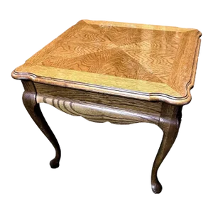 Vintage Thomasville Solid Oak Queen Anne Lamp Table - Late 20th Century