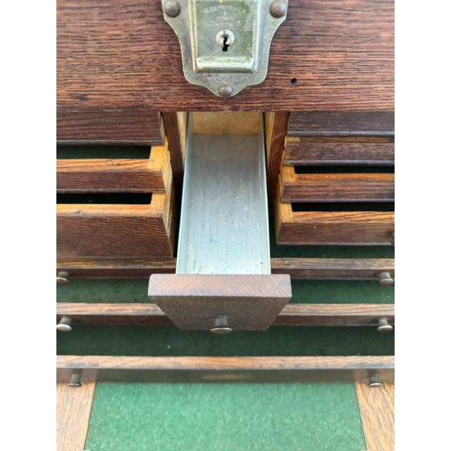 Wood Vintage Oak Tool Box by H. Gerstner & Sons For Sale - Image 7 of 13