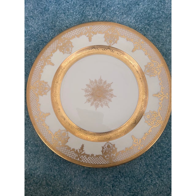Classical Roman Vintage H & Co Selb Bavaria Heinrich Gold Encrusted Plates – Set of 9 For Sale - Image 3 of 9