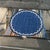 Handmade Cotton Round Scalloped Rug, Sky Blue, Cream and Royal Blue Border Dhurrie-12' Round For Sale - Image 6 of 10