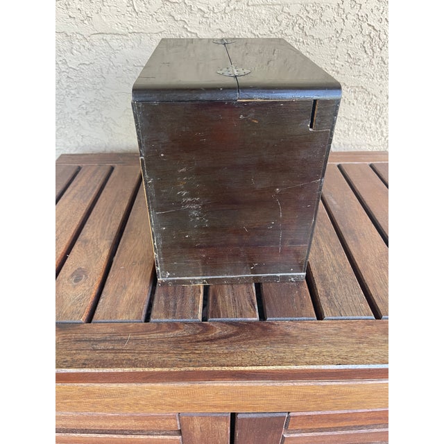 Antique Japanese Chestnut Black Lacquer Haribako Sewing Jewelry Box For Sale In Santa Fe - Image 6 of 7