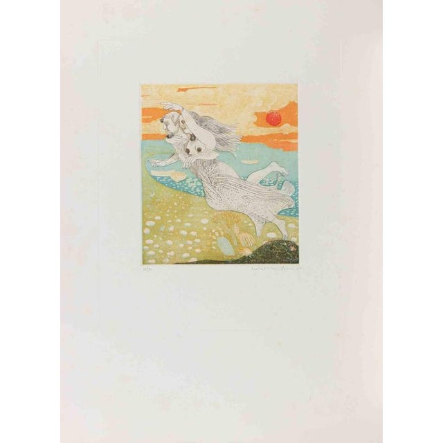 Etching and aquatint on paper realized by Normanno Soscia. Hand signed and numbered in pencil. Edition of 30 in roman...