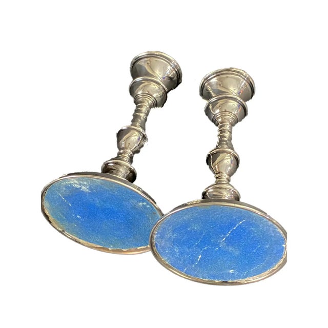 Vintage Weighted Sterling Silver Candle Holders Pair For Sale In New York - Image 6 of 6