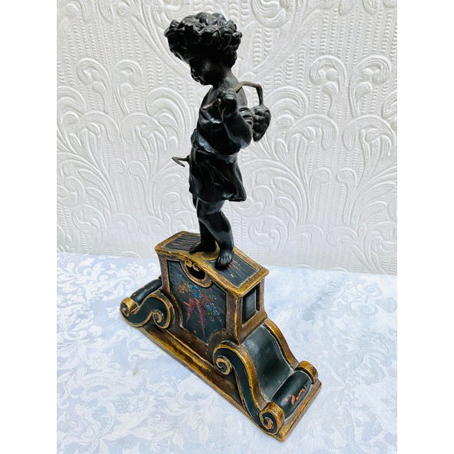 Late 19th Century Antique Boy Harvester Bronze on Hand Painted Stand For Sale - Image 4 of 13
