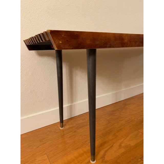 Mid Century Modern Wood Slat Bench From Nasco Yugoslavia For Sale In Los Angeles - Image 6 of 13
