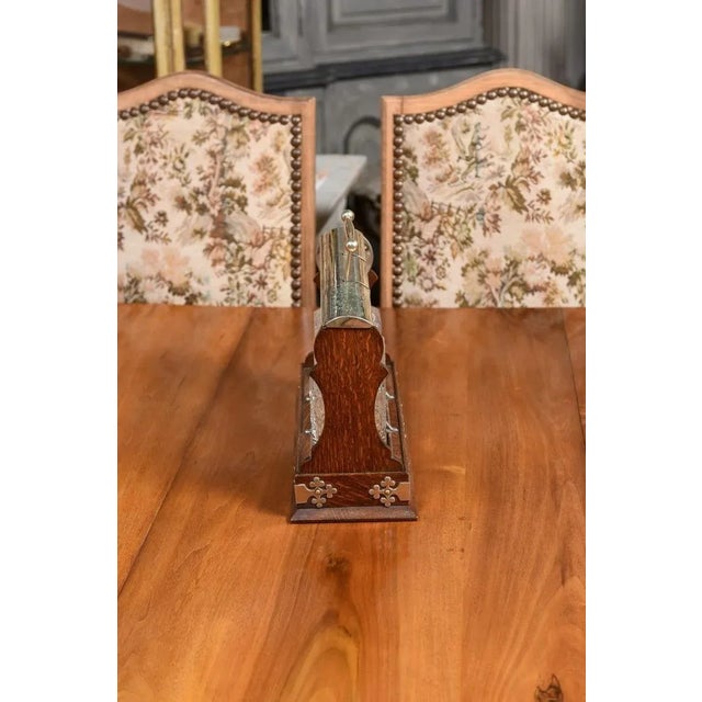 Metal 19th Century English Victorian Locking Tantalus with Three Cut Glass Decanters For Sale - Image 7 of 12