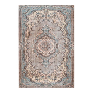 1970s Vintage Handmade Wool Cotton Brown Area Rug For Sale
